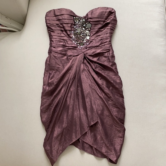 COPY - Bebe Purple Strapless Formal Dress with Jewels - Picture 2 of 11